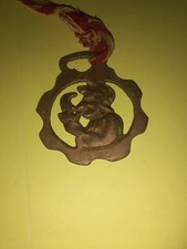 PUNCH AND JUDY ?? ANTIQUE HORSE BRASS