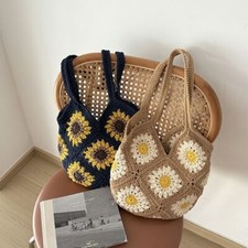 Floral Crochet Knit Bag