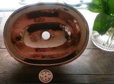 Moroccan hand hammered COPPER OVAL SHALLOW sink wash basin  
