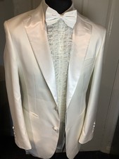 Men’s Ivory White Dinner Jacket With Satin Lapel By Samuel Windsor 38 Short Wool