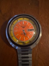 Rare orange and yellow face vintage seiko sports 5 watch 1972