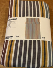 Ikea Piggror Double Duvet cover Pillowcases 200x200cm Multi striped 100% Cotton