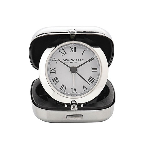 Silver fold alarm clock - up, by