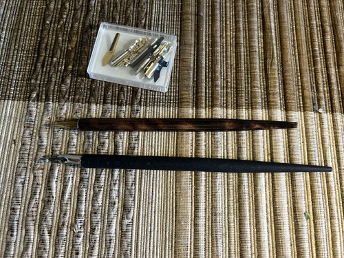 Pair long handle - handle, calligraphy