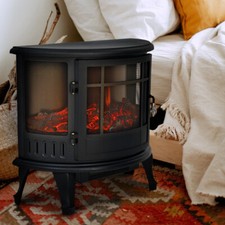 1800W Electric Fireplace Heater Stove Log Burning Fire Flame Effect Freestanding