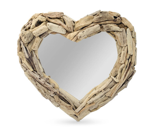 Heart mirror 50cm teak - heart,