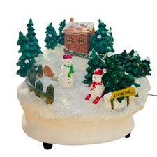 Snowman Sledging Fibre Optic Christmas Light Decoration Resin UK Mains Powered