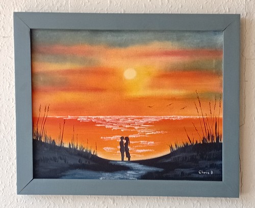 Lovers sunset original oil - lovers,