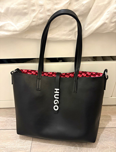 Hugo black tote - hugo, logo