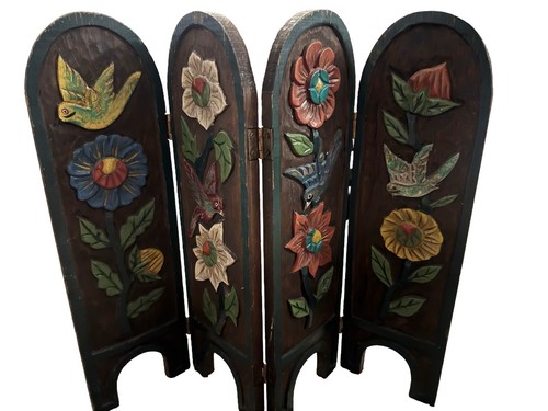 Vtg carved wooden floral - vtg,