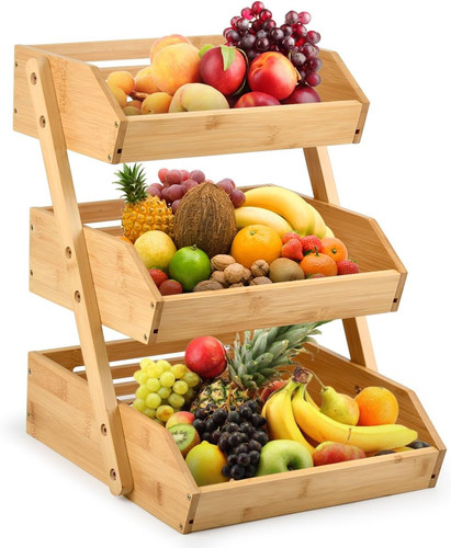 Tier fruit basket - basket, wooden