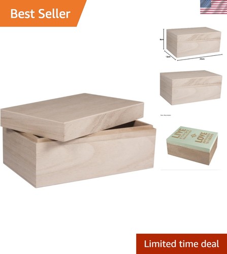 Natural wood keepsake box with - box,