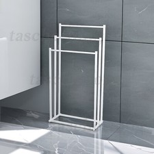 3 Tier Free Standing Towel Rail Square Stand Unit Rack Storage Bathroom Metal