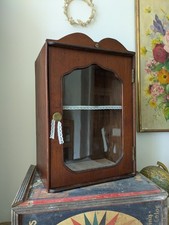 Antique Wooden Display Cabinet Shelves Vintage Wall Cupboard Bathroom Medicine 