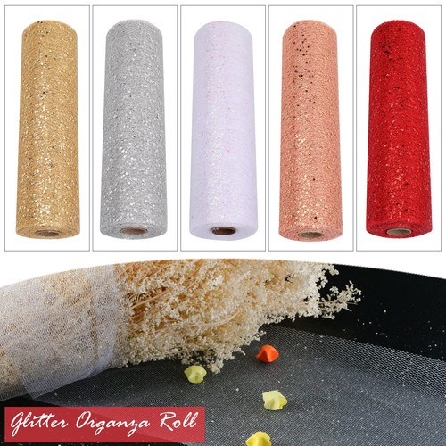 Glitter tulle fabric roll - glitter, 25m