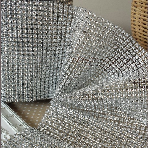 Silver diamante effect mesh - silver,