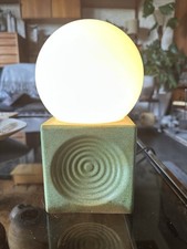 1970s West German Pottery OpArt Lamp In Green By Carl Zalloni For Steuler