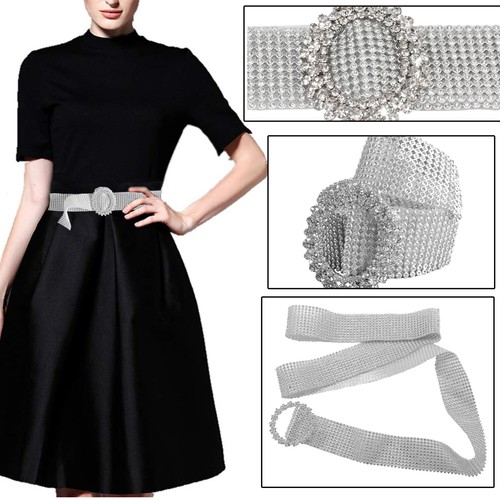 Silver rhinestone waist - silver, belt
