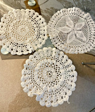 3 VINTAGE WHITE COTTON HAND