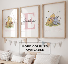 Personalised Winnie The Pooh Nursery Prints - Wall Art -  Baby Bedroom Pictures