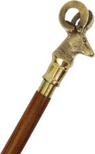 Brass Antique Royal Goat Classic Pretty Wooden Walking Stick Spank Cane Gift