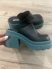 Leather mules Topshop Chunky Heeled Platform clogs Shoes Size 3