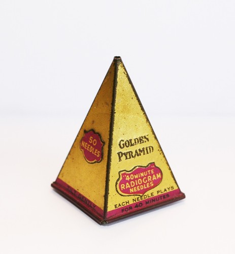Gramophone needle tin golden - gramophone,