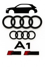 Audi A1 Gloss Black Badges GRILLE/BOOT/FENDER FULL SET Inc 2 X S-Line
