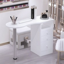White Manicure Nail Table Bar Art Salon Beauty Station Technician Storage Desk