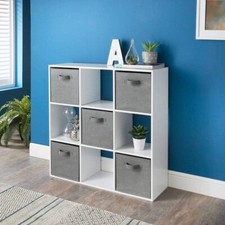 9 Cube Storage Unit Wooden Bookcases and Shelving Cabinet Display Furniture
