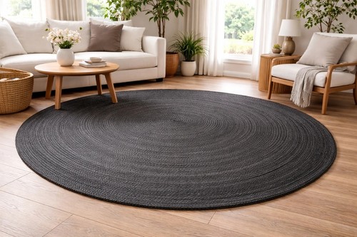 Round rug natural jute - natural,