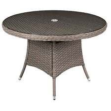 Round Garden Table, Dining, Glass Top, Chester Rattan Wicker, Ø110cm - Brown