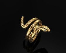 18K Gold Snake Ring For Men