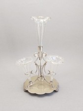 A Victorian Silver Plated Four Glass Trumpet Epergne Marked L&Co To Base.