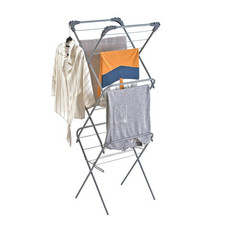 GREY FOLDING CLOTHES AIRER CLOTHING DURABLE STRONG SPACE SAVING WASHING RACK 12M