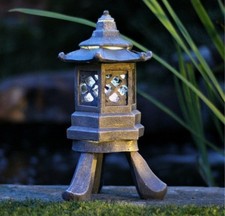 Garden Ornament Pagoda  Solar Chinese Lantern decor  Grey DS5744 - ELM WH