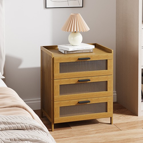 Bamboo nightstand with - nightstand, 3