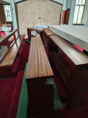 Wooden church pew bench - bench, dark