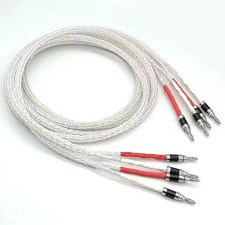 Pure Silver Handmade Hifi Speaker Cable Audiophile carbon  Banana Plug 3m Pair