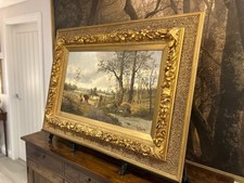 Impressive Antique Oil Painting by G. Brix | Ornate Gilt Frame | 19thC | Signed