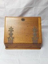 Antique Oak Clerks Table Top Writing Slope / Box with internal storage