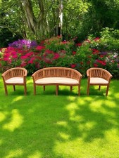 The Perfect Teak Garden Bench Set Banana Vertical With Cushions!