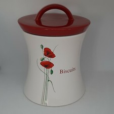 Dunelm Ceramic Poppy Cookie Jar Biscuit Barrel Storage Container Red Poppies