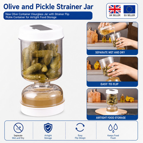 Olive pickle strainer jar - olive, &