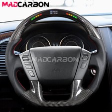 Real Carbon Fiber LED Steering Wheel for 12-18 Nissan Patrol Y61 Y62 TITAN