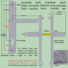 Stainless Steel Brushed Chrome Door Handles set 92pz patio pvc lever 240mm uPVC