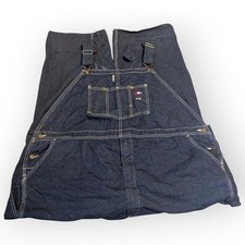 Vintage USA Works Dark Wash Denim Workwear Dungarees Overalls 50x30
