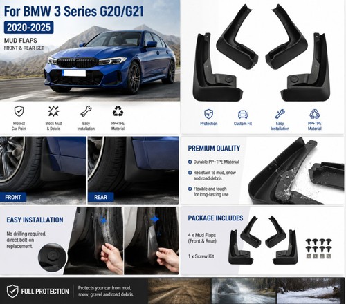 Bmw g20 g21 mud flaps - bmw,