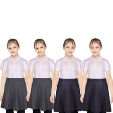 Kids Girls School Uniform Skirt 2 Pack Elasticated Waist Summer Skater Skirts