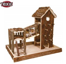 TRIXIE SYRIAN HAMSTER MOUSE BIRGER HOUSE HIDE NATURAL WOOD PLAYGROUND RUN 61642